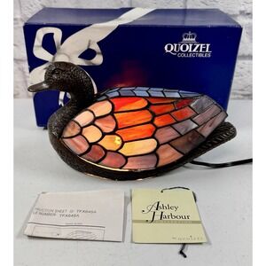 Vintage Duck Stained Glass Lamp 6" Tiffany Style Accent Quoizel Collection